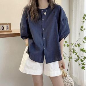 [모어오브]플랑 블라우스 반팔 셔츠 탑