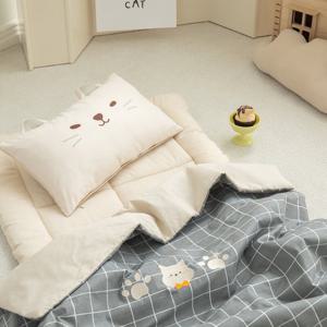쉬즈홈 뮤뮤 순면 낮잠이불 형태베개 토퍼세트 (베개솜/가방포함)
