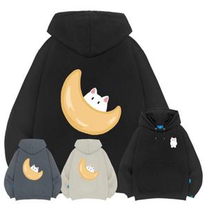 엘라모 기모H 캣인더문 후드티 남녀공용 빅사이즈 M~4XL