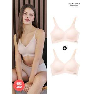 [크로커다일 이너웨어]감탄 에어라이트 몰드부착 스트랩 브라 1+1 라이트베이지&라이트베이지