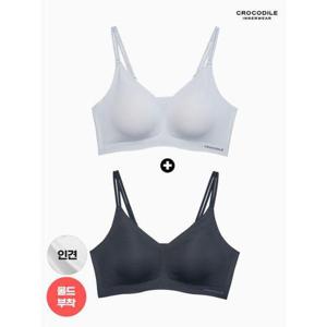 [크로커다일 이너웨어]라이크라 인견쉘론 몰드부착 더블스트랩 감탄브라 1+1 CDWBR5N3436