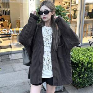 [프리티 글라라]여성 미들 가디건 봄가을 간절기 니트 단추 롱카디건 (39394030)