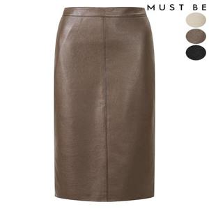 [머스트비][S-L] 여성 H라인 트임 가죽 스커트