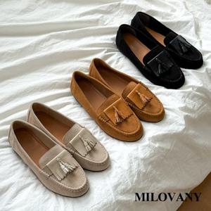 [밀로바니] 카덴 스웨이드 프린지 태슬 스티치 포인트 여성 쿠션 로퍼 2cm