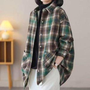 [디얼마미]체크 모직 남방 자켓 /마담 미시 중년 여성 빅사이즈 40대 50대