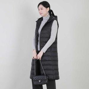 [애비뉴투지]엄마옷 후드 경량 오리털 지퍼 주머니 여성 봄 가을 겨울 롱 맥시 패딩 조끼 V11518