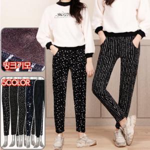 밍크 기모 배기 밴딩바지