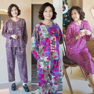 [쉬즈마담]H8527 겨울 도형꽃 홈상하세트 엄마옷 홈웨어 할머니 원피스