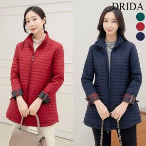 [드리다]엄마옷  여자 겨울 경량 체크 카라 누빔 빅사이즈 패딩 점퍼 50-60대 중년여성 마담옷 선물 캐주..