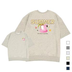 [폴앤폴]썸머플라밍고 오버핏 반팔 맨투맨