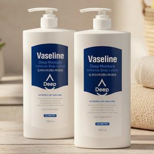 ★고보습★ [1+1] 바세린 딥 모이스처 인텐스 바디로션 1000ml 2개 고보습 대용량 온가족 바디 크림
