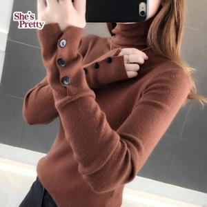 [쉬즈프리티] 굿데이소매버튼터틀넥니트_여성폴라니트