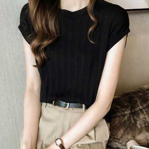 쿨링 나시 티셔츠 레이어드티 여름 여자 니트 상의 (WACD35D)