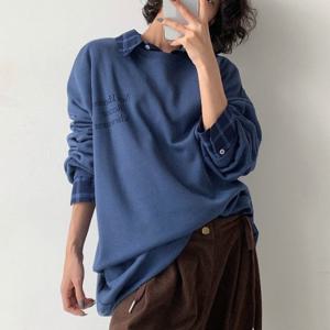 H스타일(PS)기모하모니롱박스티 겨울 여성 기모 티셔츠 롱티 박스핏 빅사이즈