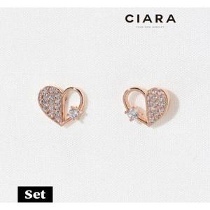 [씨아라][귀걸이+목걸이SET] CIARA 14K Chieri 하프샤이닝 러블리 하트