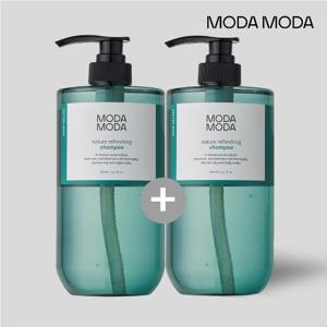 (1+1)모다모다 대용량 980ml 네이쳐 리프레싱 탈모 증상 완화 샴푸 2통 세트  코튼 머스크향