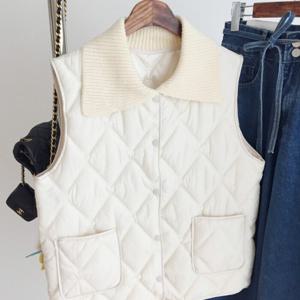 아이미마인 / 메아리 니트카라 누빔퀄팅 포켓 경량 패딩 조끼베스트 (2color)