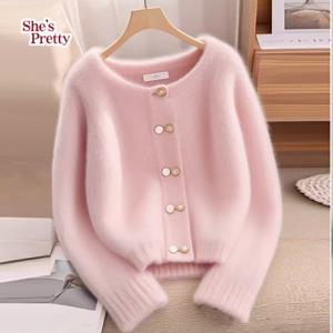 [쉬즈프리티] 핑크핑크더블버튼양모가디건_여성가디건
