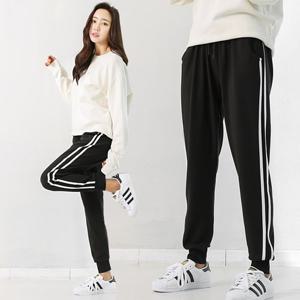 토마토팩토리[당일출고/빅사이즈~2XL] 남여공용 두줄라인 조거팬츠 트레이닝바지 밴딩팬츠(2COLOR)