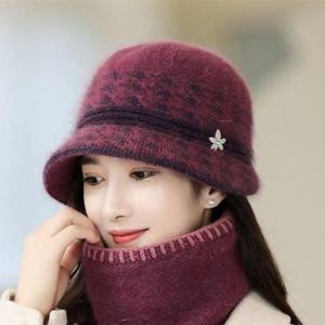 [셀러허브_여성트랜드패션]따뜻한 겨울 중년 여성 엄마 할머니 큐빅 울 모자