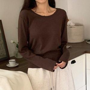 [유야]모달 기모 면 스판 라운드넥 긴팔티 기본티 루즈핏 -TS0646H- 여성 겨울