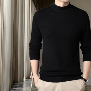 [옷자락] 남자 검정색 직장인 반목 얇은목티 티셔츠