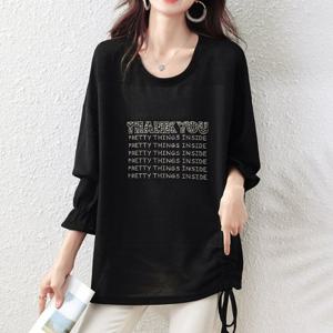 [블랙퀸] 빅사이즈 사이드주름 롱티셔츠 blk003358