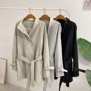 허니제이 /  고퀄 벨트세트  헤르밍 반하이넥 루즈핏 트렌치 야상 점퍼(3color)