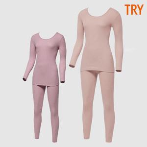 [트라이]트라이 여성면내복 순면 40수 신축성 있는 후라이스 베이직 보온내의 세트