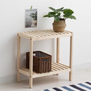 [올리빙] 원목 화분 받침대 수납 선반 2단 500