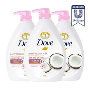 [샤워볼 증정] 도브 바디워시 코코넛 1L 3개