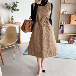 [신상오픈런]민소매 패딩원피스 하체커버 허리조절 깔깔이