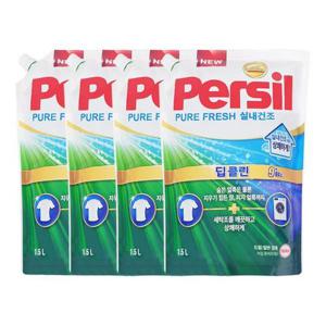 [유한락스]퍼실 퓨어프레쉬 드럼/일반 실내건조 리필 1.5L x4