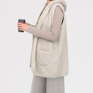 [핑크엘리제]가을 겨울 양털 후드 베스트 울리허그베스트