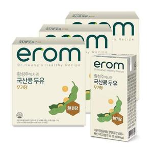 갤러리아_[이롬] 황성주 국산콩 두유 무가당 48팩 (190ml x 16팩 x 3박스)