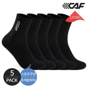 르까프 남성 스포츠쿠션 바닥패턴 컴포트핏 중목양말 5P_BK/WH