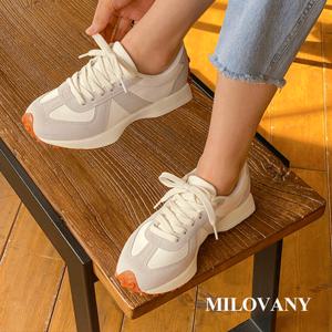 [밀로바니] 국내제작 베릴른 스웨이드 콤비 쿠션 여성 키높이 스니커즈 4cm