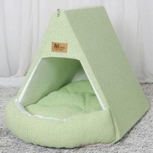 강아지 하우스 텐트 개집 쿠션 애견 방석 라이트그린 (W71DDEF)