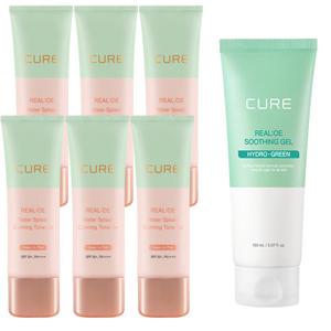 [빠른배송] 김정문알로에 큐어 리알로에 워터 스플래쉬 카밍 톤업크림 6개+특대용량 알로에수딩젤