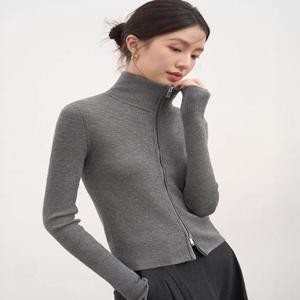 [모어오브]티디 니트 집업 가디건 긴팔 골지 탑