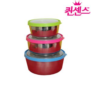 퀸센스 아이리스 원형도시락 3종세트_스텐밀폐용기