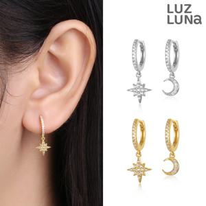 [루즈루나] 카브스 실버925 샤이닝 달 별 귀걸이