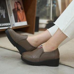 [신꼬가]천연 소가죽  여자 발편한 통굽 로퍼 단화