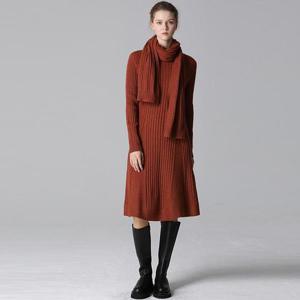 [르오트]울 블렌딩 플레어 니트 원피스+빅숄 SET