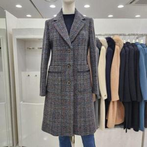 [조이너스]카라넥 A라인 체크 모직 롱 슬림핏 겨울코트ACW1WCH0240_US