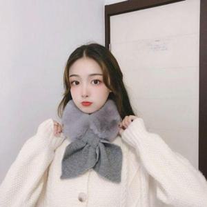 [에이치플러스몰]페이크퍼 니트 머플러 두꺼운 여성목도리