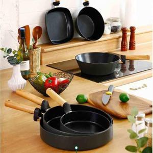 후라이팬 인덕션 우드손잡이 사각팬 24cm 도트 논스틱