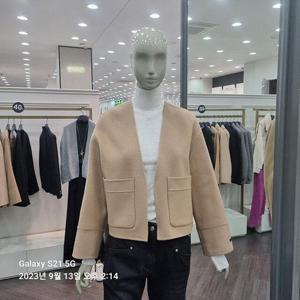 [시슬리]가디건형 노카라 숏 코트 (SACT45261 카멜,블랙)_DJ