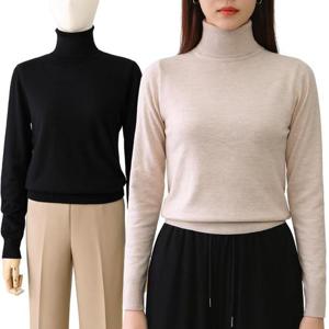 감성 부드러운 목폴라 니트티 여성 긴팔 이너티셔츠 겨울 데일리룩 추천템
