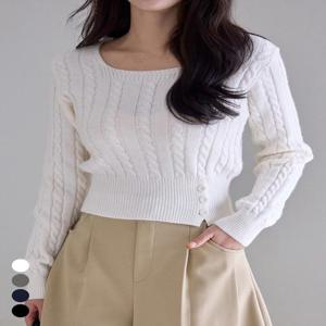 [모리스커밍홈]스퀘어넥 꽈배기 니트_M2511KN112C